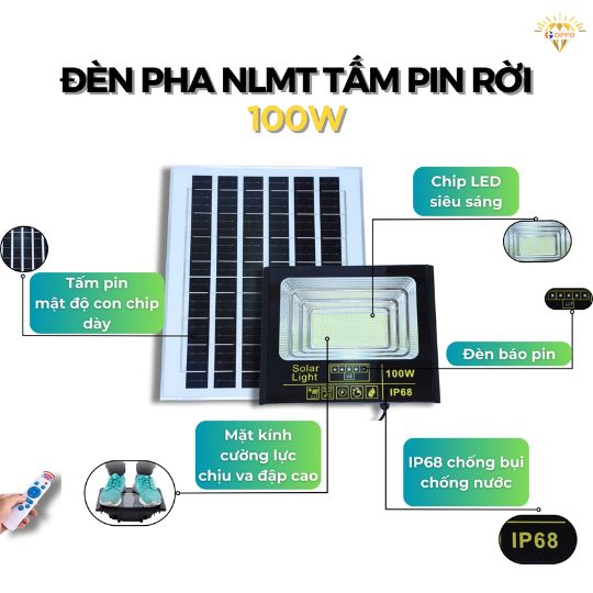 Đèn Pha Năng Lượng Mặt Trời 100w