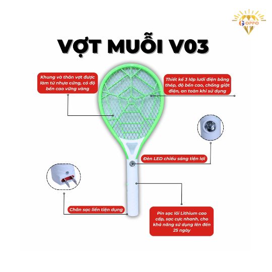 chi tiết vợt muỗi v03