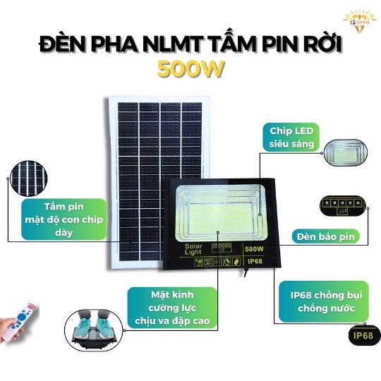 Đèn Pha Năng Lượng Mặt Trời 500w