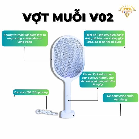 Vợt Muỗi V02 Goppo 