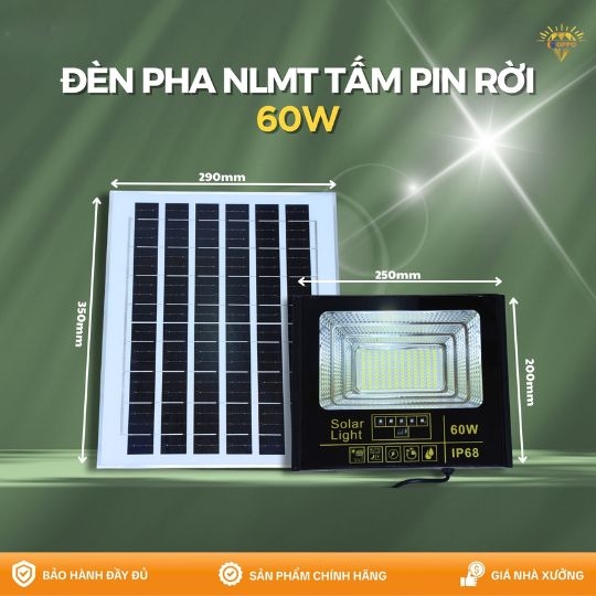 Đèn Pha Năng Lượng Mặt Trời 60w